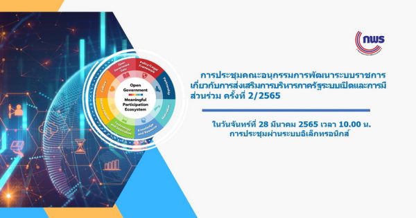 การประชุม อ.ก.พ.ร. เกี่ยวกับการบริหารภาครัฐระบบเปิดและการมีส่วนร่วม ครั้งที่ 2/2565