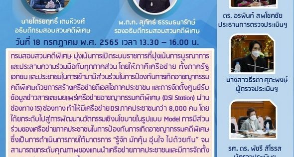 สำนักงาน ก.พ.ร. ตรวจประเมินรางวัลเลิศรัฐ  2 สาขา ประจำปี 2565