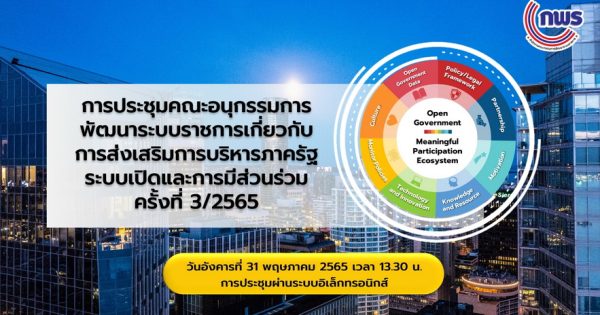 การประชุม อ.ก.พ.ร. เกี่ยวกับการบริหารภาครัฐระบบเปิดและการมีส่วนร่วม ครั้งที่ 3/2565