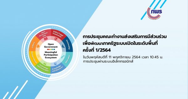 การประชุมคณะทำงานส่งเสริมการมีส่วนร่วมเพื่อพัฒนาภาครัฐระบบเปิด (Open Government Partnership : OGP) ในระดับพื้นที่ จังหวัดสิงห์บุรี ครั้งที่ 1/2564