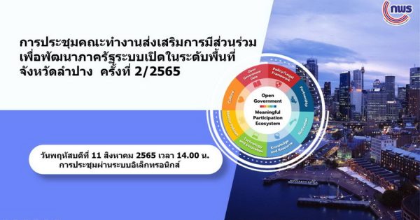 การประชุมคณะทำงานส่งเสริมการมีส่วนร่วมเพื่อพัฒนาภาครัฐระบบเปิด ในระดับพื้นที่ จังหวัดลำปาง ครั้งที่ 2/2565