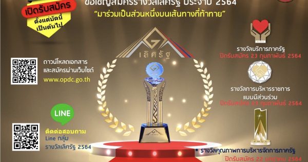 Info ประชาสัมพันธ์การรับสมัครรางวัลเลิศรัฐ ประจำปี พ.ศ. 2564